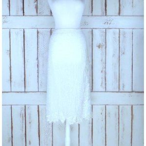 Vintage silk white / light ivory beaded floral sequin pencil skirt